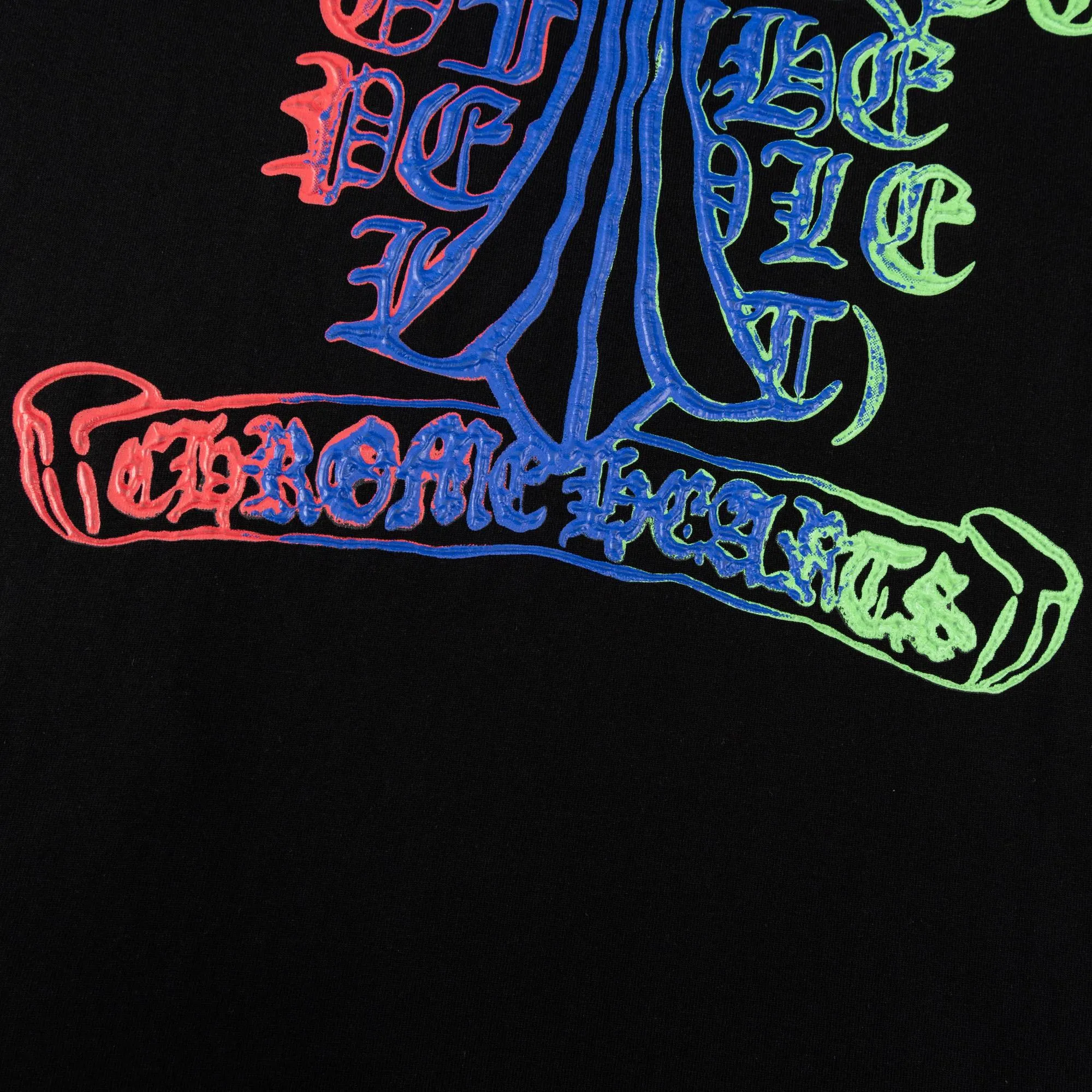 🅿️180 Style No. S024 CH Crow Heart Sanskrit Cross Foam Printed Round Neck Short Sleeves Foam Print Full Packaging Three Standards Complete Original Accessories 1:1 Main Marking Technology Very High-end It Has Been Preshrunk At High Temperatures It Will Not Be Deformed After Repeated Washing Pure Cotton 280g High Weight 32 Count Double Yarn No Pilling No Fading Comfortable Breathable Matching 1x1 Thread Oversize Loose Version Can wear up to 220 pounds Color: White Black Size: XS-L